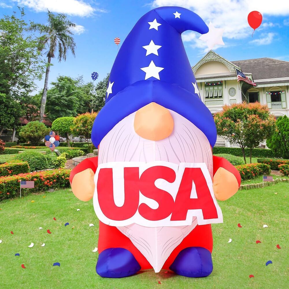 5FT Patriotic Independence Day 4th of July Inflatables USA Gnome Outdoor